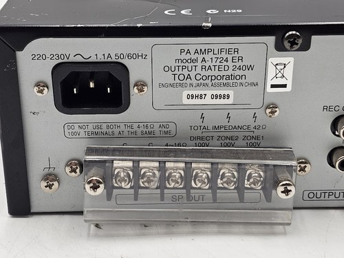 TOA A-1724 PA Amplifier - Working, Cosmetic Wear, No Package