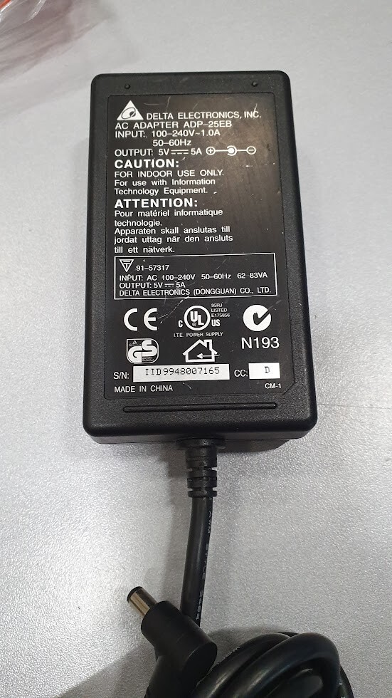 Delta ADP-20EB AC Adapter 5V 5A Used Working Without Power Cord