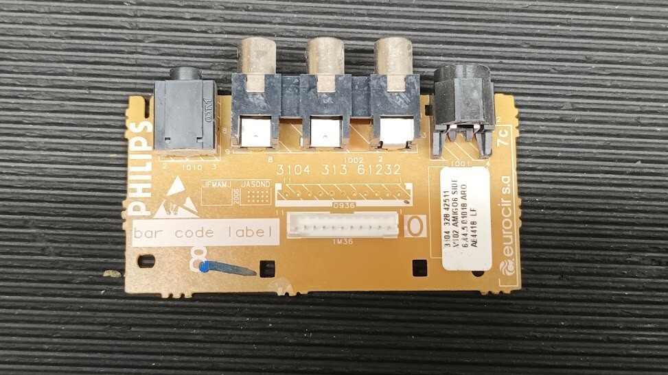 Used Philips 3104 313 61232 AV Input Board - Non-Working for Parts/Repair