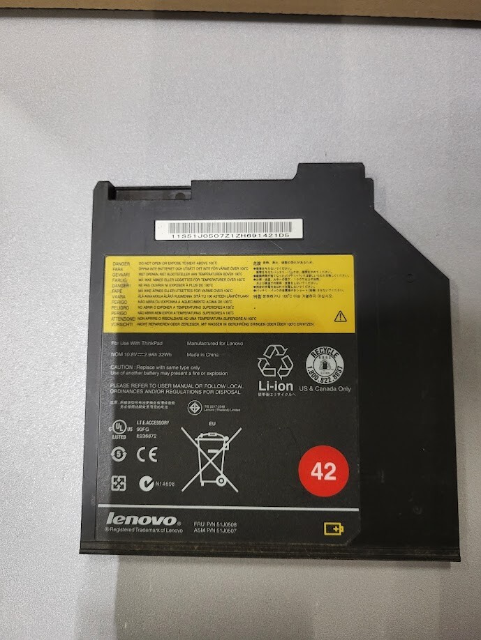 Lenovo ThinkPad 42 Notebook Battery 10.8V 3200mAh 32Wh – Used, Fully Functional