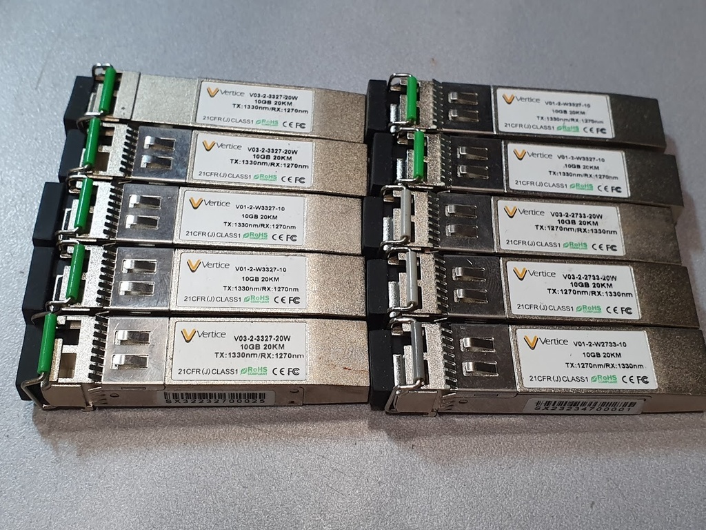 Lot Of 10 SFP 20km 1330nm 10Gb 10G Transceiver Modules 21CFR Class1