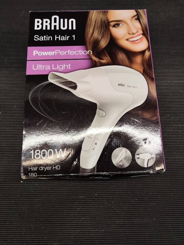 Braun Satin Hair 1 BRHD180E Powerperfection Haartrockner Weiß Gebraucht Funkt...