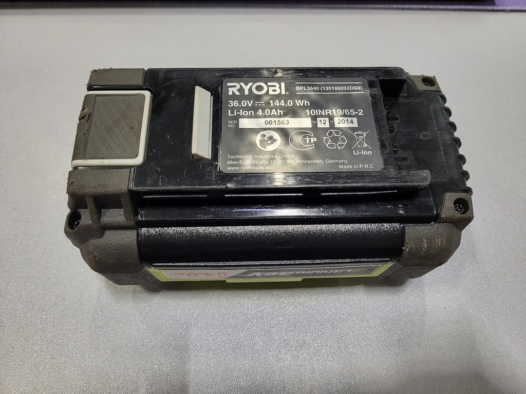 Ryobi BPL3640/BPL3640D 36V 4Ah Akku 10INR19/65-2 getestet funktioniert