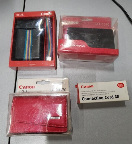 Lote de 4 varios accesorios Canon 3 cubiertas de cámara 1 cable nuevo sin abrir