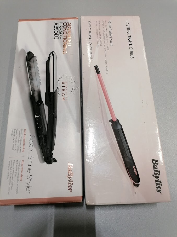 Lot of 2 BaByliss  Steam Styler & Curling Wand Broken  Not Working For Parts