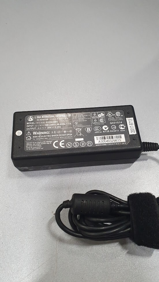 AC Adapter 0335A2065 20V 3.25A Used Working Without Power Cord