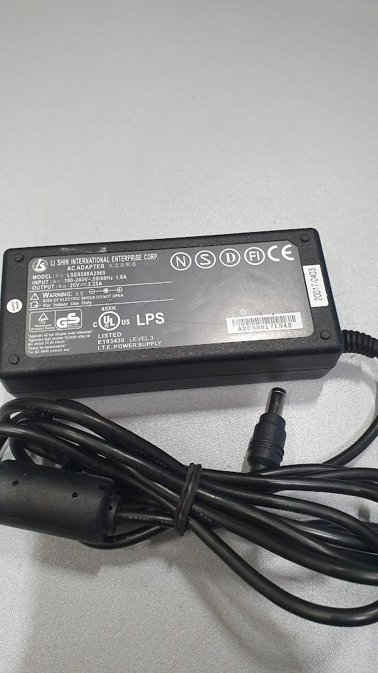 AC Adapter LSE0208A2065 20V 3.25A Used Working Without Power Cord