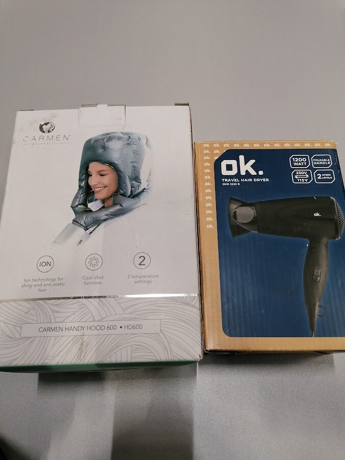 Lot of 2  Carmen Handy Hood 600 & OK Travel Hair Dryer Not Working For Parts