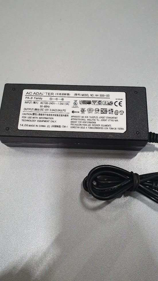 AC Adapter HH-3000-12D 12V 3.0A Used Working Without Power Cord