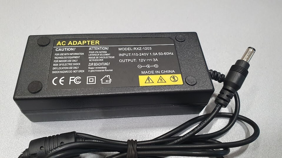 AC Adapter RXZ-1203 12V 3.0A Used Working Without Power Cord