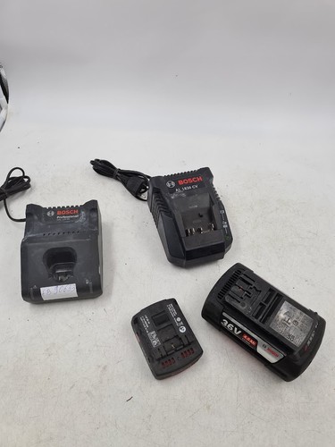 Lot of 4 Bosch Power Tool Chargers & Batteries - For Parts/Repair