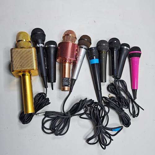 Lot of 10 Used Microphones - Various Colors & Models, No Packaging
