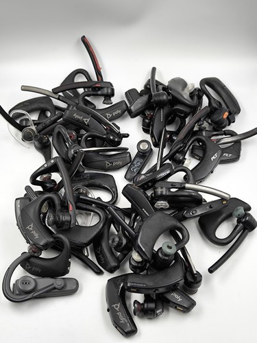 Lot of 40 Mixed Brand Headsets - For Parts, Signs of Use
