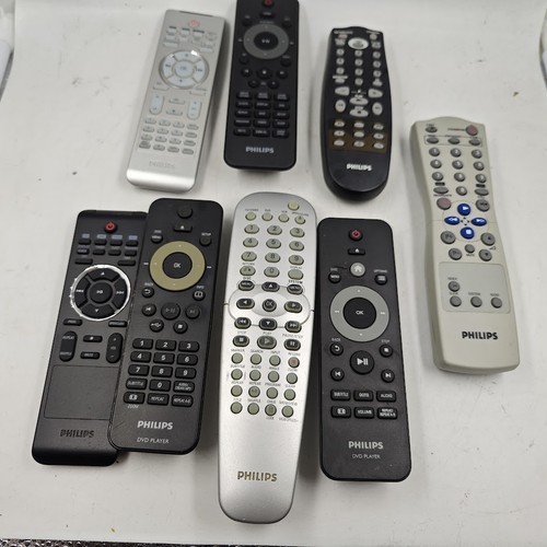 Lot of 8 Philips Remote Controls - Used, Working, Scratched