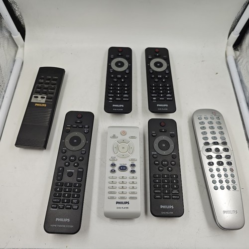 Lot of 7 Philips Remote Controls - Used, Working, Various Models