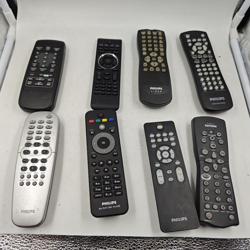 Lot of 8 Philips Remote Controls - Used, Working, Scratches
