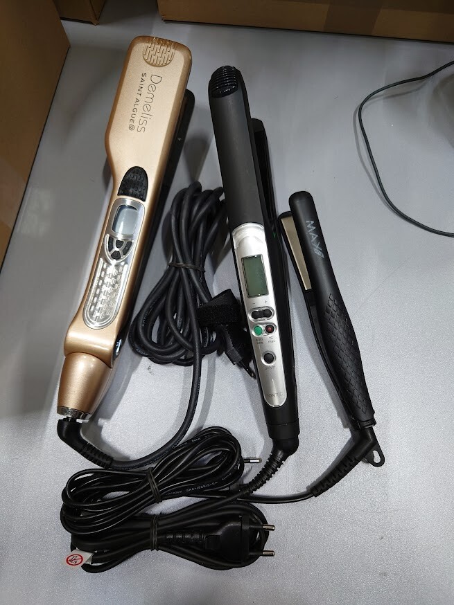 LOT OF 3 Demeliss & Braun & Max Pro Various Models Hair Steam Straightener Not W