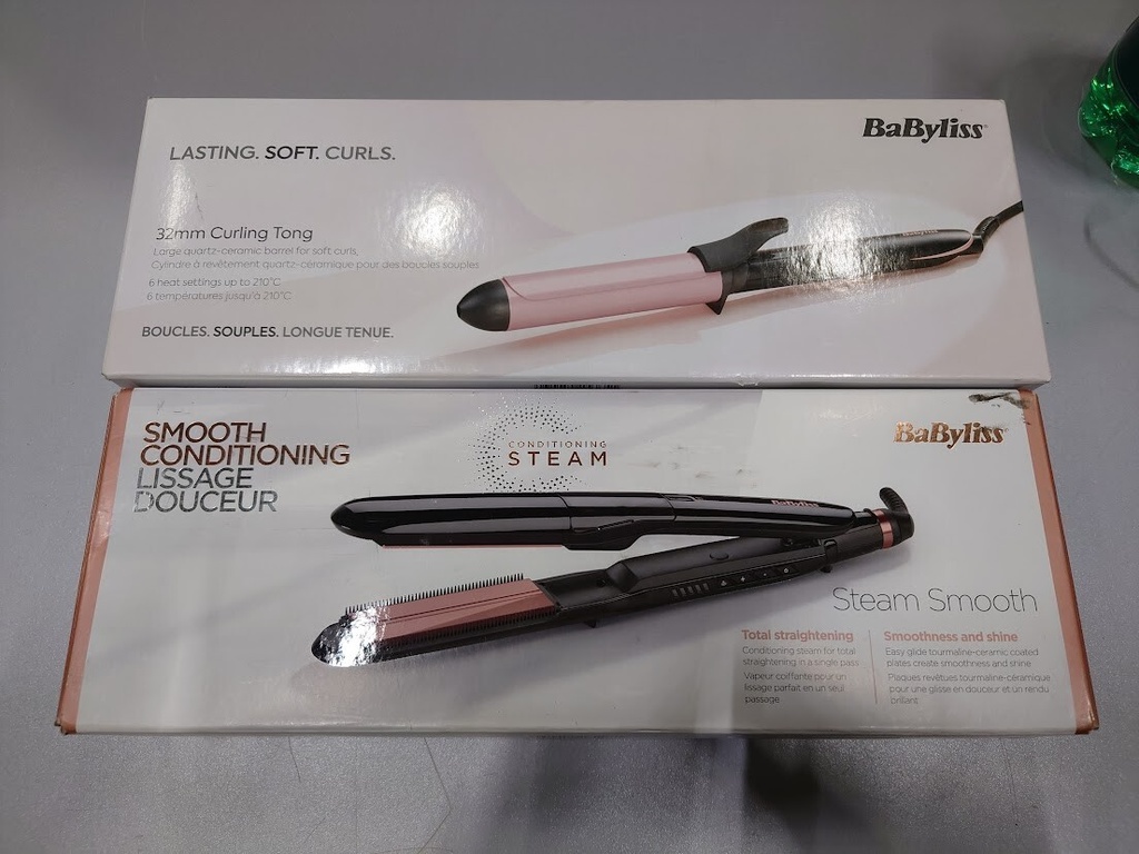LOT OF 2 Babyliss C452E & ST493E Steam Smooth & Curling Tong Not Working